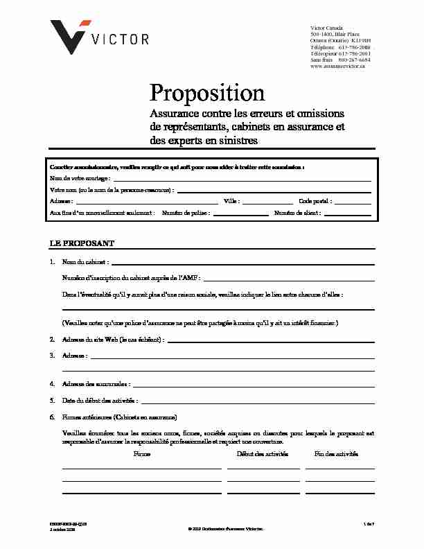 Proposition - Représentants cabinets en assurance et experts