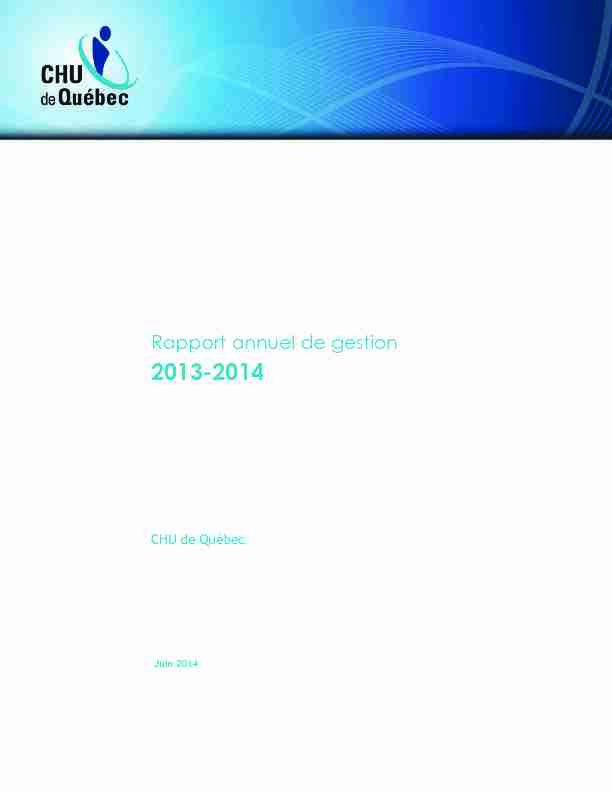 Rapport annuel de gestion - 2013-2014