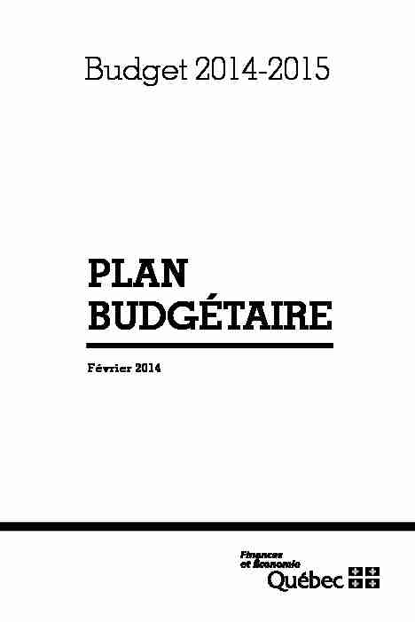 Budget 2014-2015 - Plan budgétaire