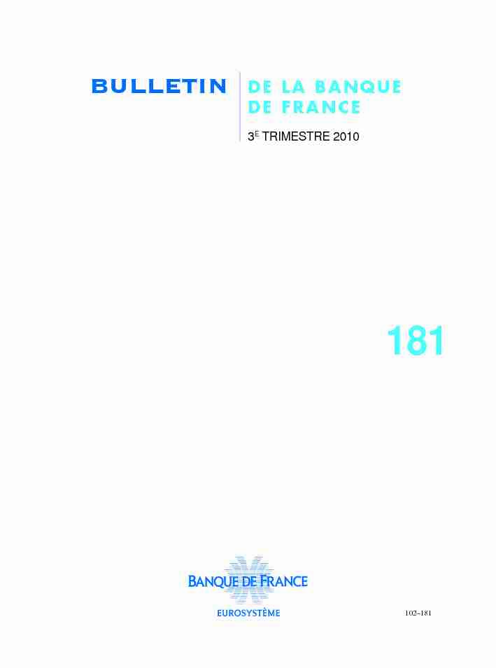 Bulletin de la Banque de France n° 181 - 3e trimestre 2010