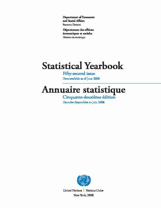 Statistical Yearbook Annuaire statistique