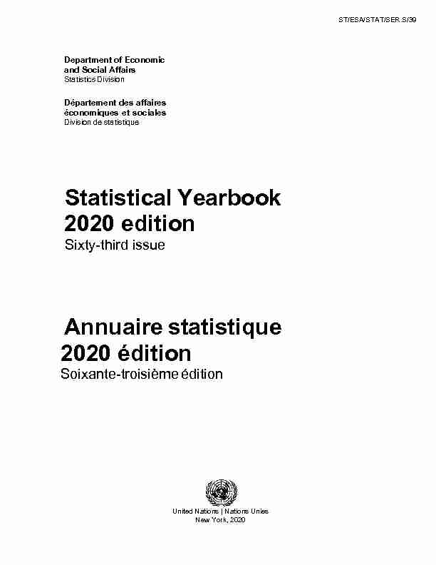 Statistical Yearbook 2020 edition - United Nations