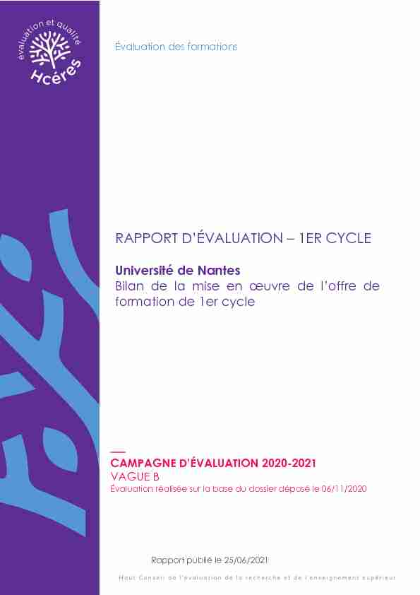 Rapport dévaluation - Université de Nantes