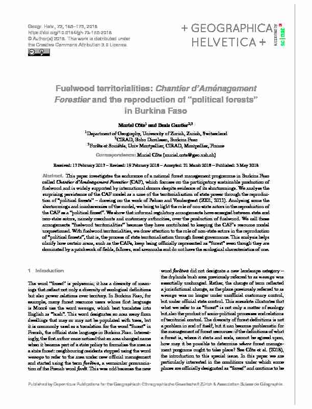 Fuelwood territorialities: Chantier dAménagement Forestier and the