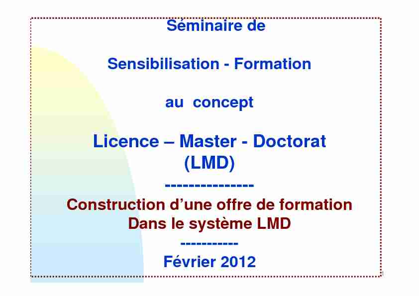 Licence – Master - Doctorat (LMD) ---------------