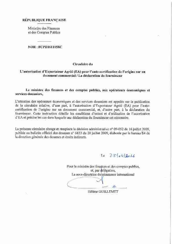 lautorisation dexportateur agree (ea) pour lauto-certification de l
