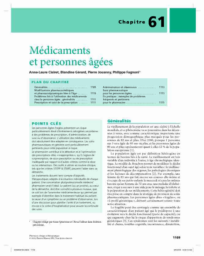 Médicaments et personnes âgées - Elsevier
