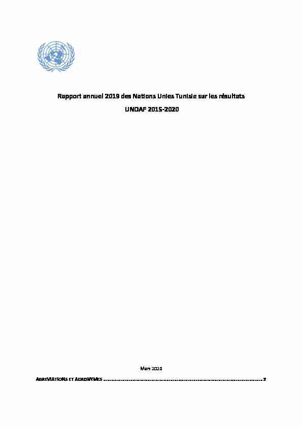 Rapport annuel 2019 des Nations Unies Tunisie sur les résultats