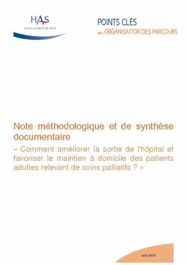 [PDF] Soins palliatifs - Haute Autorité de Santé