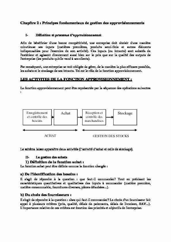 [PDF] Principes fondamentaux de gestion des approvisionnements - ESEN