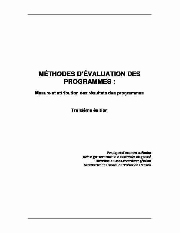 pdf MÉTHODES D’ÉVALUATION DES PROGRAMMES