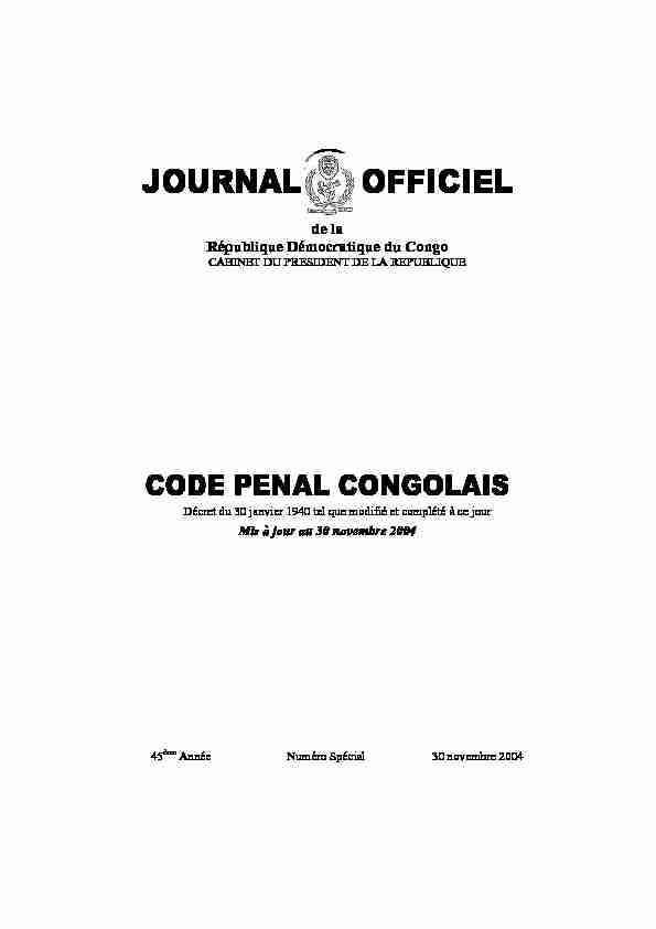 RDC - Decret du 30 janvier 1940 portant Code penal (www.droit