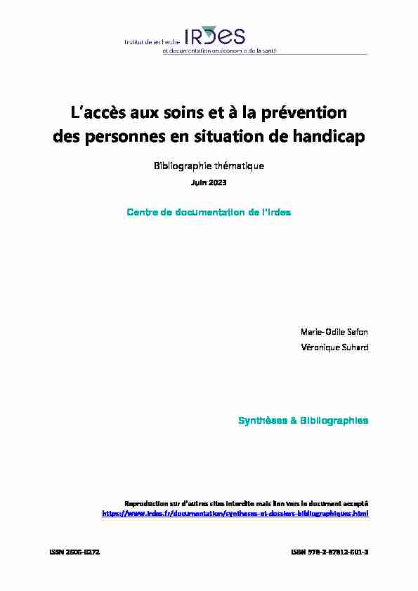 [PDF] Laccès aux soins et à la prévention des personnes en  - Irdes