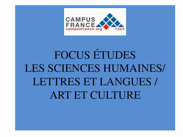 Focus Études Sciences Humaines et Sociales Lettres et Langues