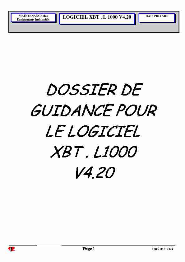 DOSSIER DE GUIDANCE POUR LE LOGICIEL XBT  L1000 V4