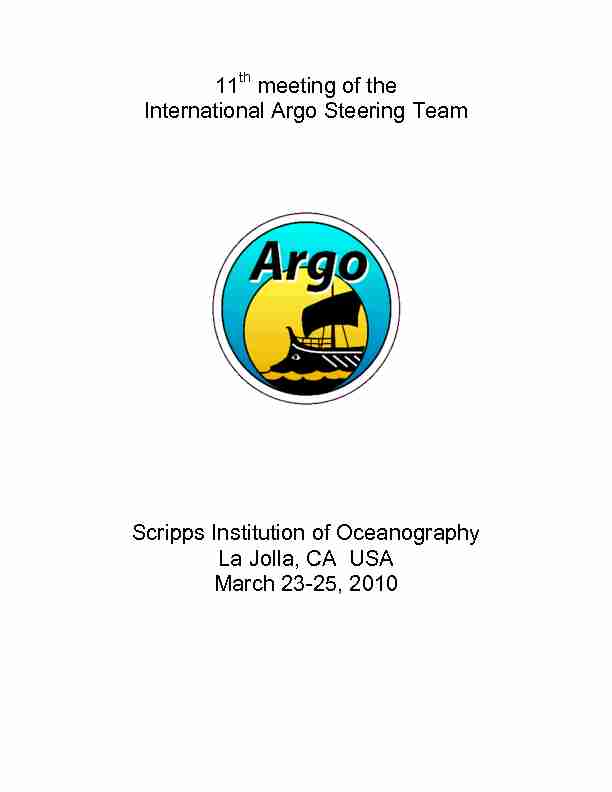 meeting of the International Argo Steering Team Scripps Institution