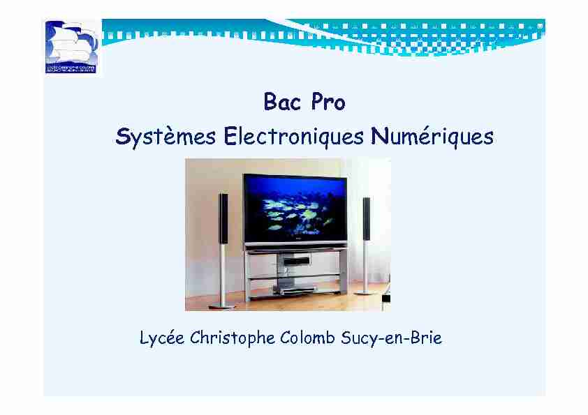 Bac Pro Systèmes Electroniques Numériques