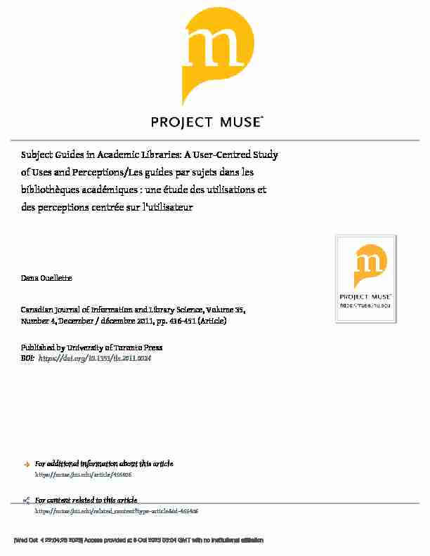 Subject Guides in Academic Libraries: A User-Centred Study of
