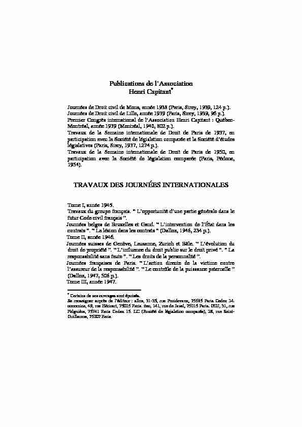 [PDF] Publications de lAssociation Henri Capitant TRAVAUX DES  - UNAM