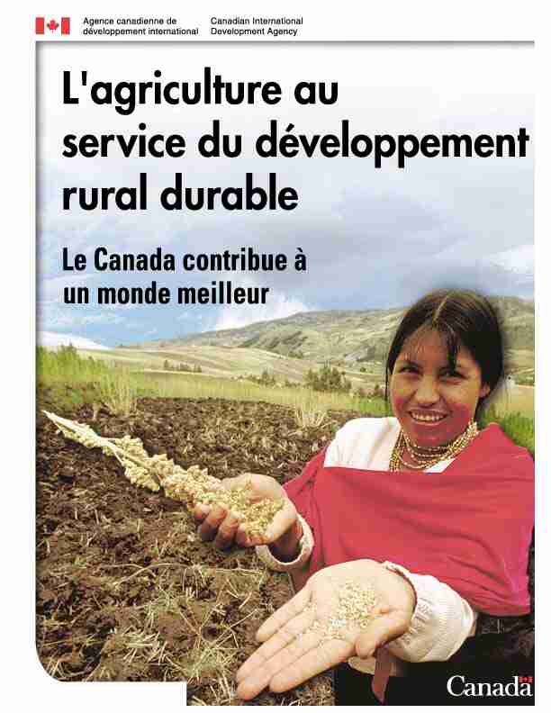 Lagriculture au service du développement rural durable