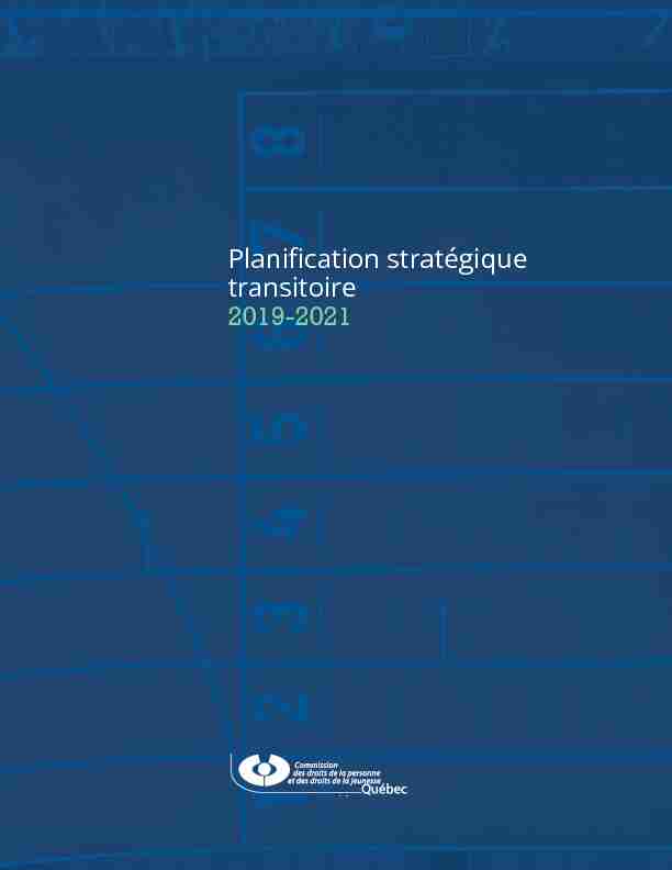 Planification stratégique transitoire 2019-2021