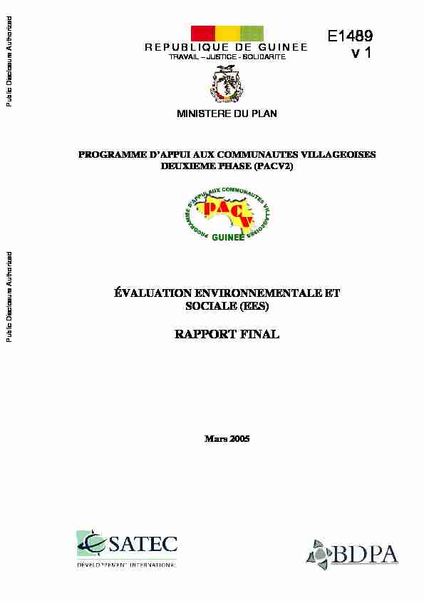 Méthodologie EES PGIE - Guinée - World Bank