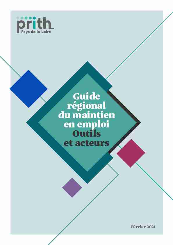 Guide régional du maintien en emploi Outils et acteurs - PRITH
