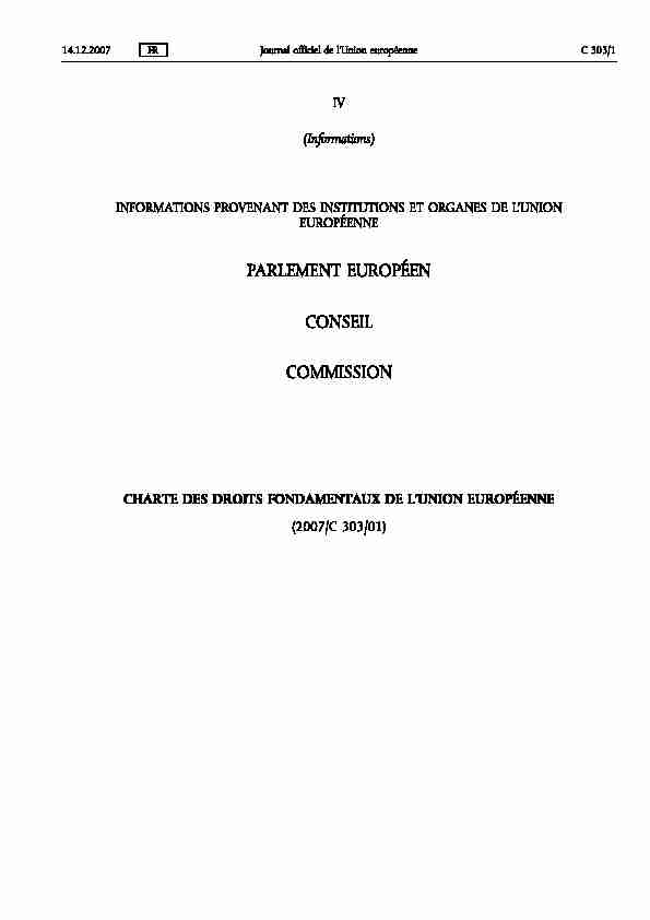 PARLEMENT EUROPÉEN CONSEIL COMMISSION