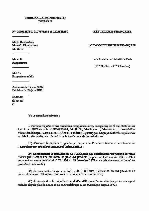 [PDF] TRIBUNAL ADMINISTRATIF DE PARIS Nos 2006925/6-2 2107178