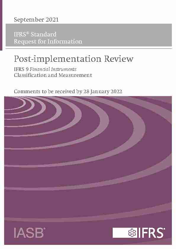 Request for Information: Post-implementation Review of IFRS 9