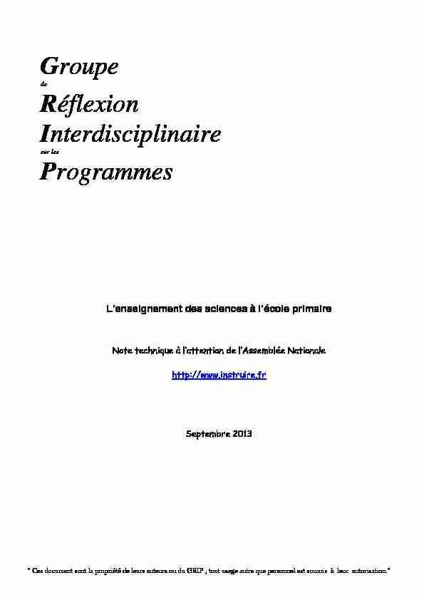 [PDF] Groupe Réflexion Interdisciplinaire Programmes
