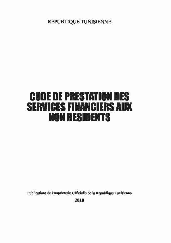 Tunisie - Code prestations services financiers non residents 2010
