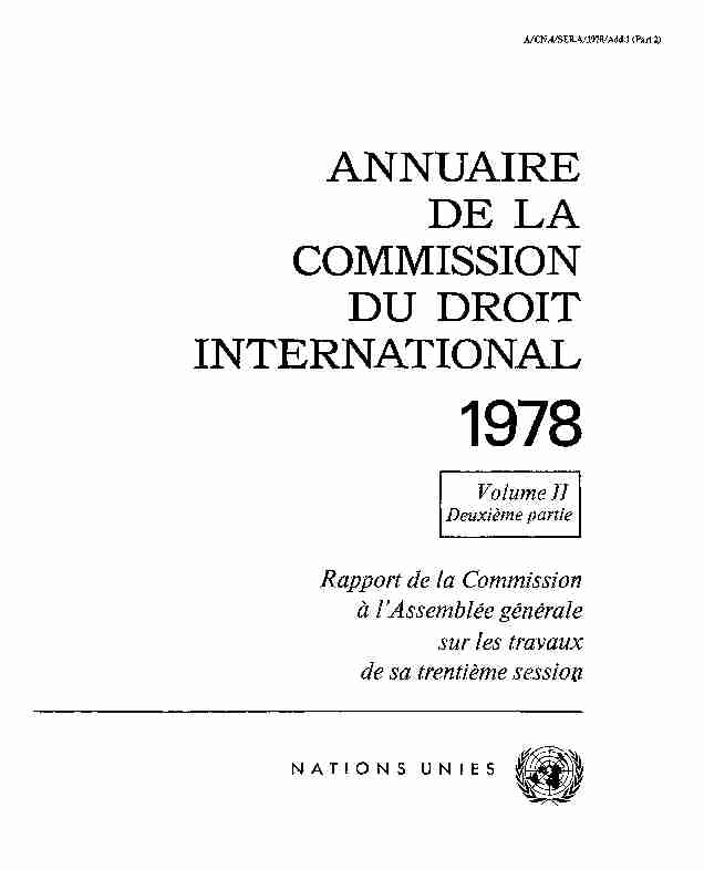 Annuaires de la Commission du droit international 1978 Volume II