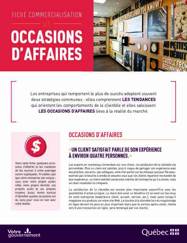 [PDF] Fiche commercialisation - Les occasions daffaires - MAPAQ