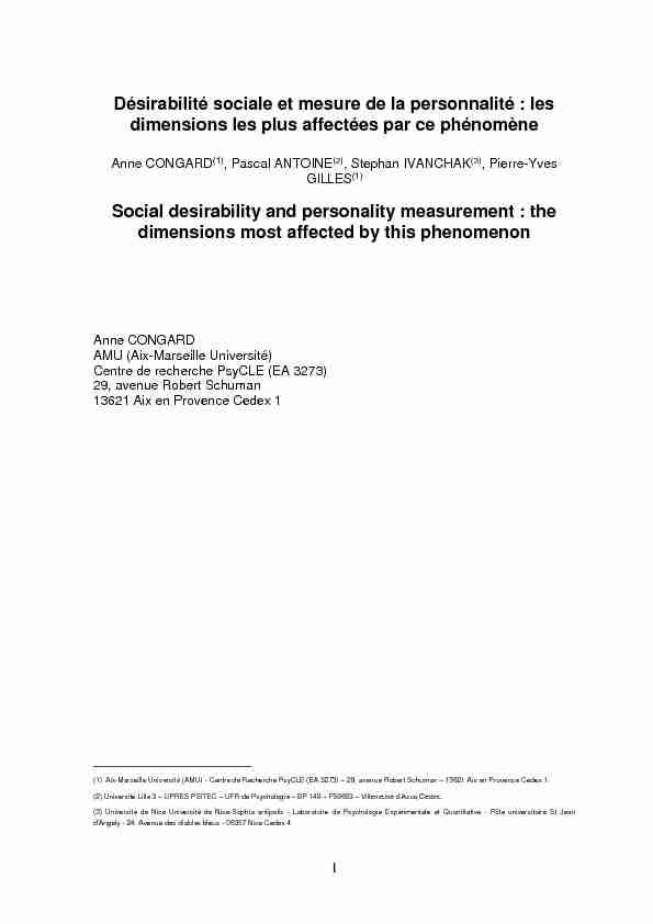 Désirabilité sociale et mesure de la personnalité : les dimensions