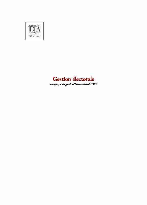 [PDF] Gestion électorale - International IDEA