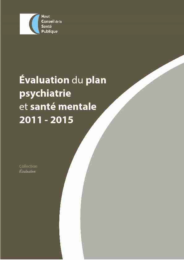 Évaluation du plan psychiatrie et santé mentale 2011-2015