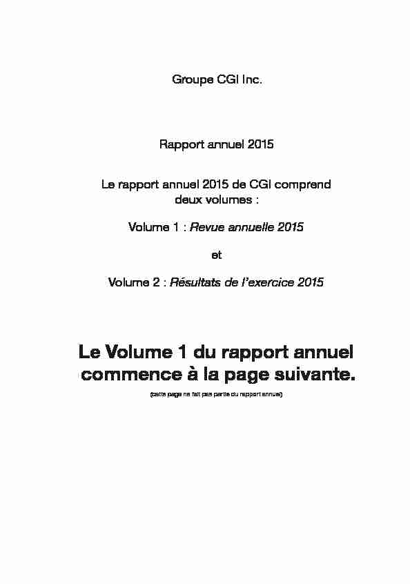 CGI 2015 Rapport Annuel