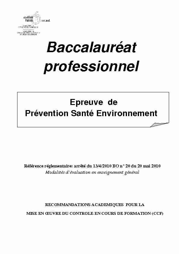 [PDF] Recommand Acad CCF PSE Bac pro