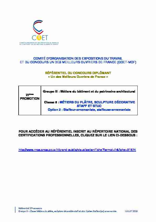 [PDF] COMITÉ DORGANISATION DES EXPOSITIONS DU  - MOF