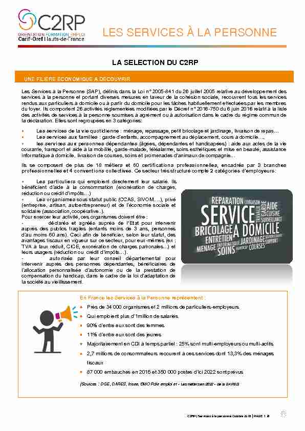 [PDF] LES SERVICES À LA PERSONNE - C2RP