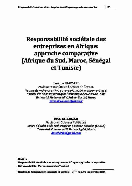 Responsabilité sociétale des entreprises en Afrique: approche