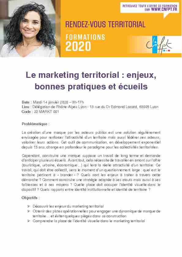 [PDF] Le marketing territorial : enjeux, bonnes pratiques et écueils - CNFPT