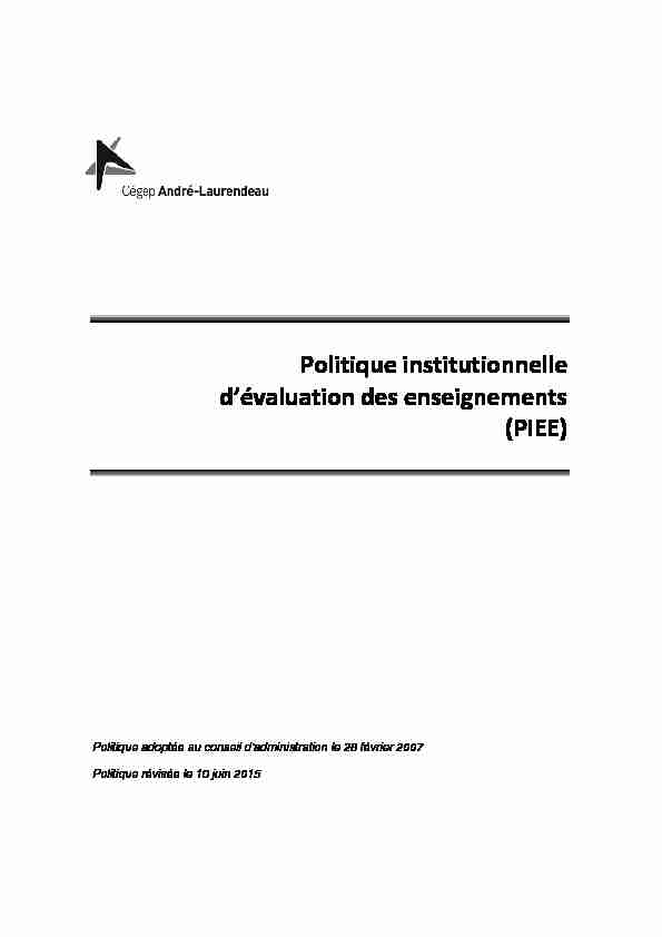 Politique institutionnelle dévaluation des enseignements (PIEE)