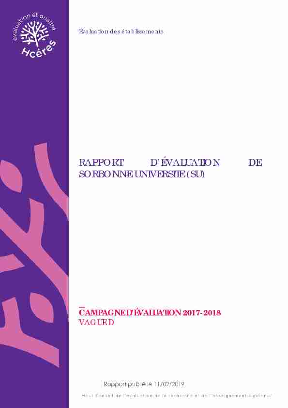 Rapport dévaluation de Sorbonne université (SU)