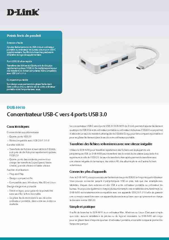 Concentrateur USB-C vers 4 ports USB 3.0