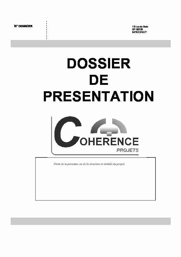 [PDF] DOSSIER DE PRESENTATION - COHERENCE Projets