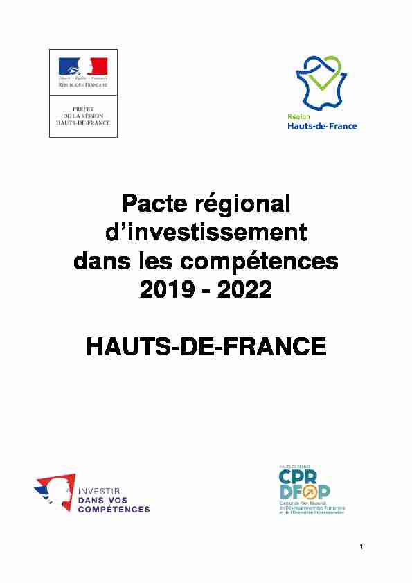 Pacte régional dinvestissement dans les compétences 2019 - 2022