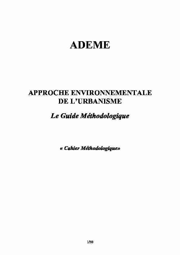 [PDF] APPROCHE ENVIRONNEMENTALE DE LURBANISME Le  - Aurm