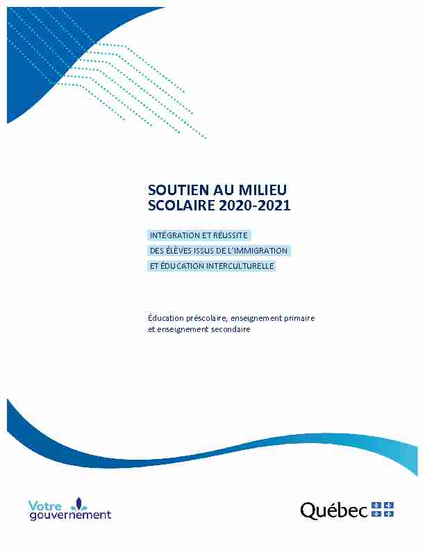 Guide de soutien au milieu scolaire 2020-2021
